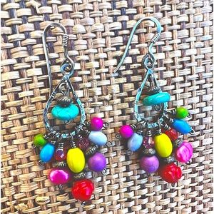 Colorful Sterling Fun Funky Earrings